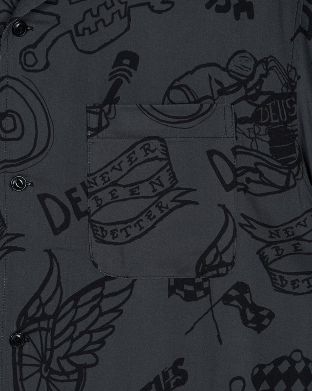 D261USH220 Doodle SS Shirt- Black