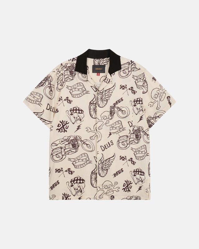 D261USH220 Doodle SS Shirt- Ivory
