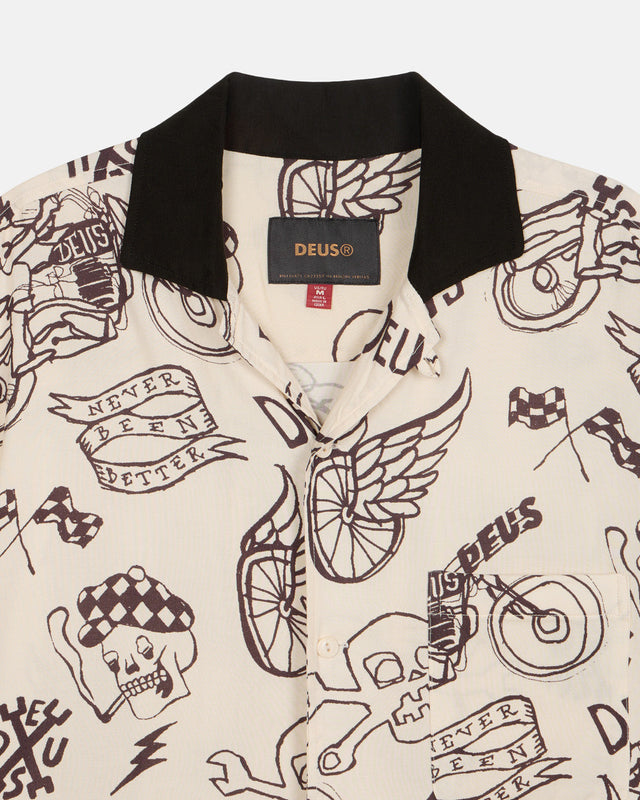 D261USH220 Doodle SS Shirt- Ivory