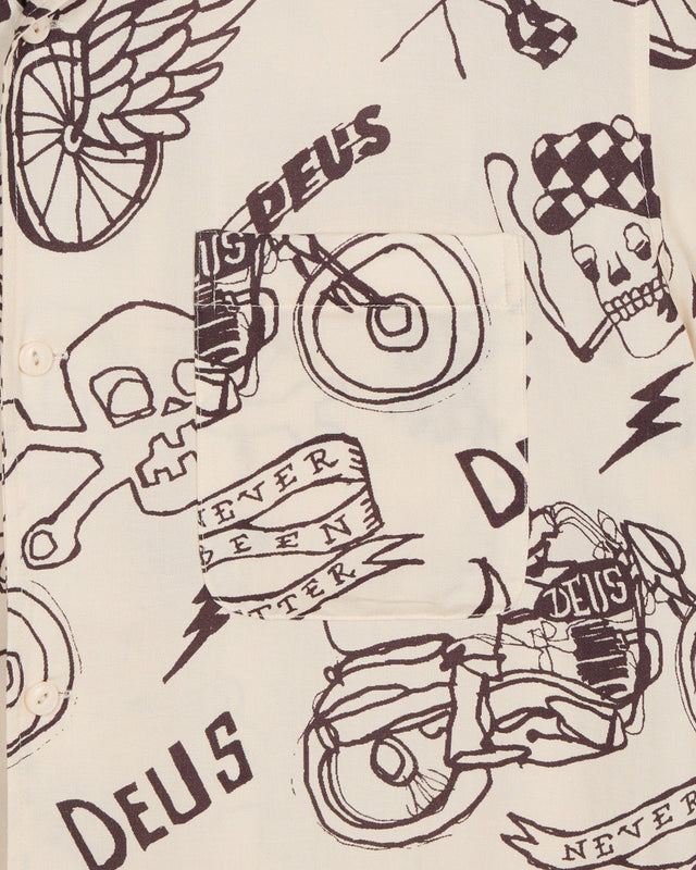 D261USH220 Doodle SS Shirt- Ivory