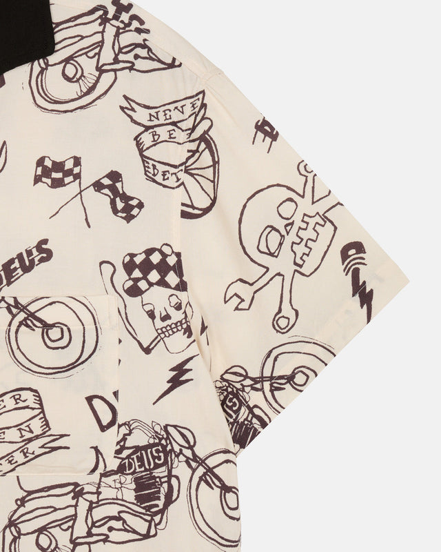 D261USH220 Doodle SS Shirt- Ivory
