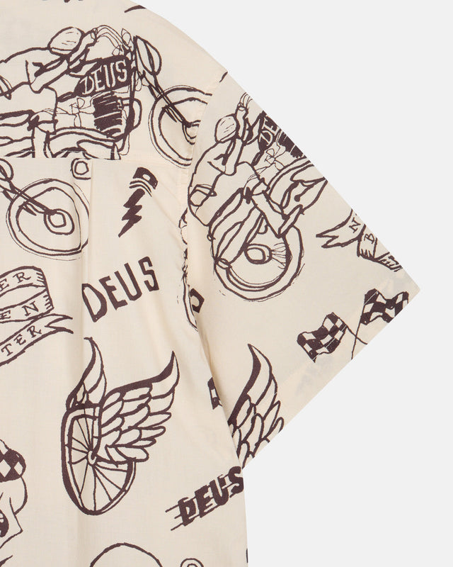 D261USH220 Doodle SS Shirt- Ivory