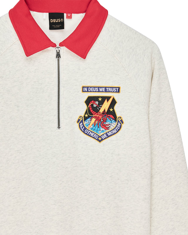 All Others Half Zip Sweat - Light Grey Marle