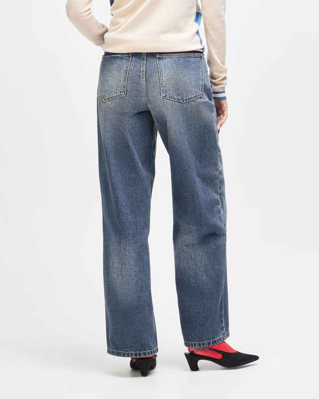 Drift Line Wide Jean - Mid Indigo